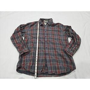 L.L. Bean Mens Large Flannel Shirt 100% Cotton Blue/ Red